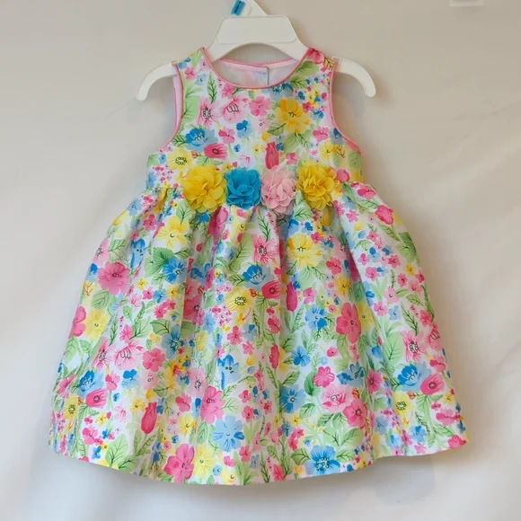 MARMELLATA | Baby Girl's Dress Scoop-Neck Floral Special Occasion Dress | 6-9M - Picture 1 of 7